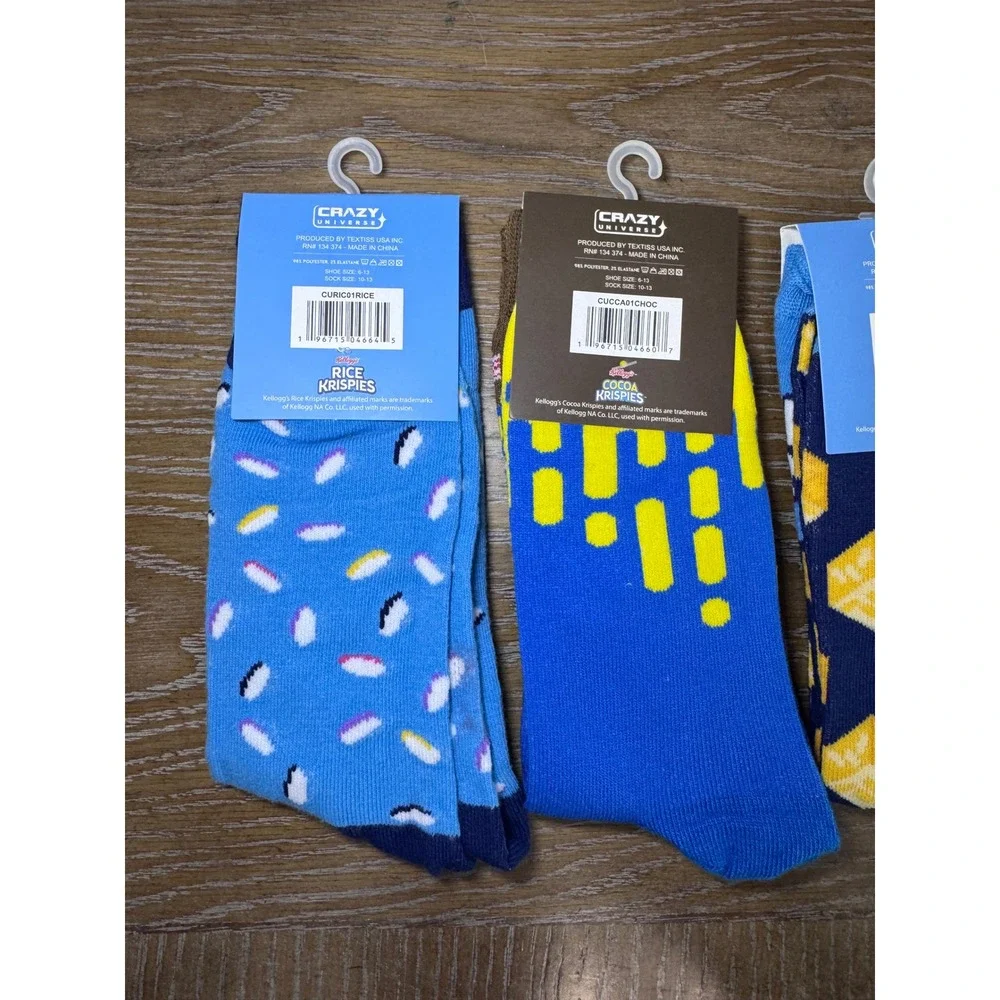 Kelloggs Rice Krispies Cocoa Krispies Crew Socks 3 Pk Bundle Mens Size 6-13 NEW
